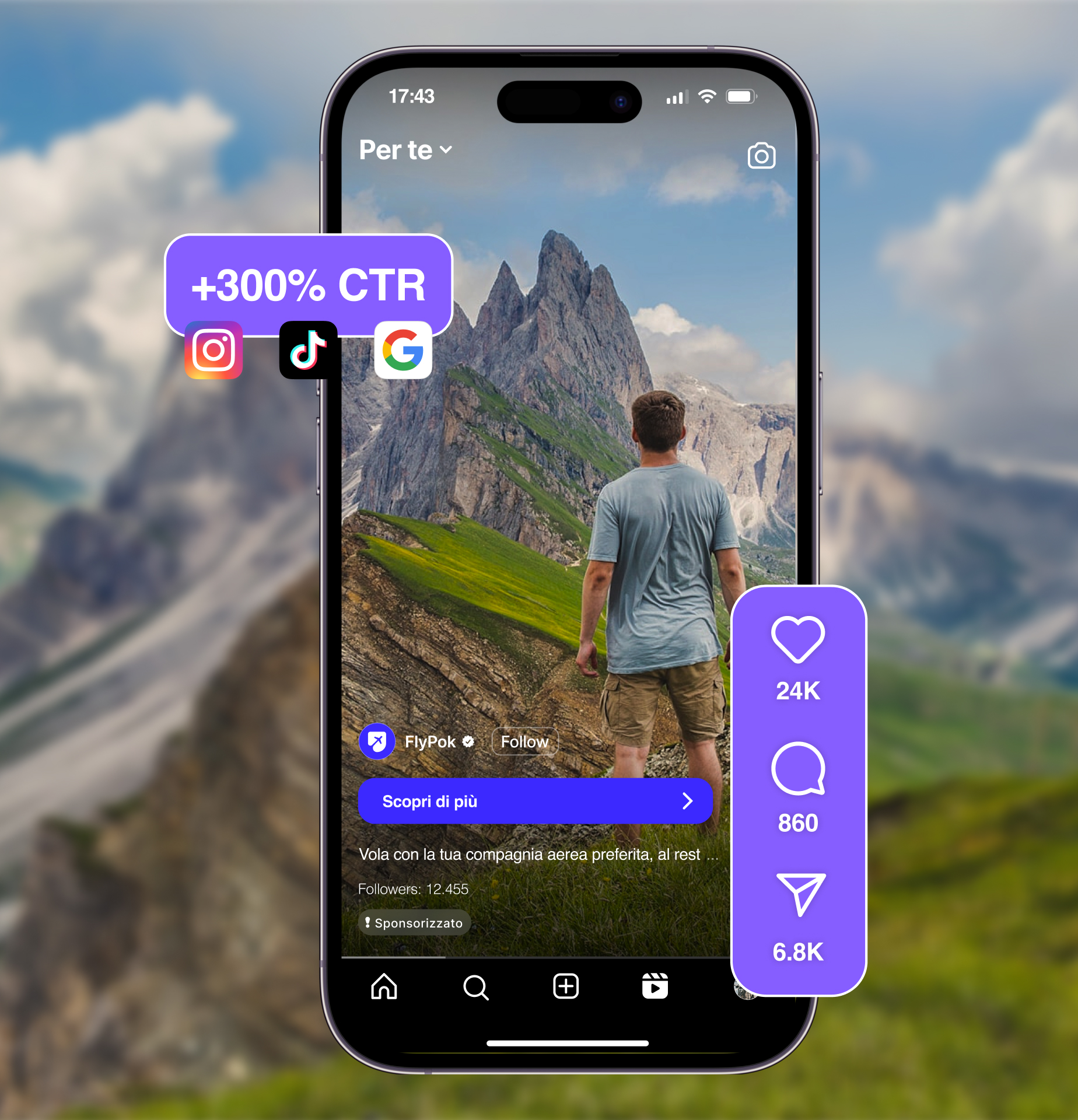 Blinkoo travel video in a social feed with +300% CTR